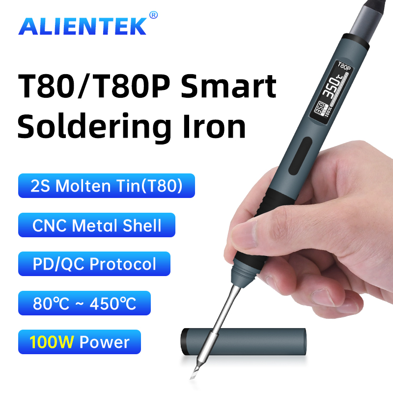 ALIENTEK T80/T80P Soldering Iron Adjustable Temperature 100W Fast Heat Portable Digital Smart Electric Welding Station Kit C245