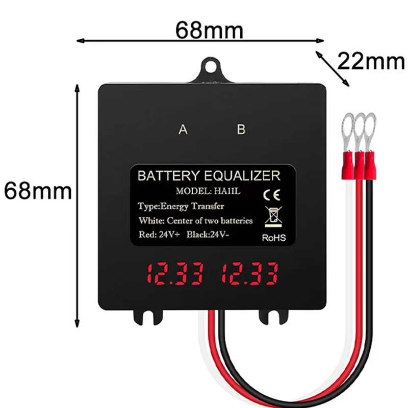 Bbattery Equalizer Intelligent Battery Balancer For Lead-Acid Lithium Batteries 24V Digital 2X12V Electrical Tool