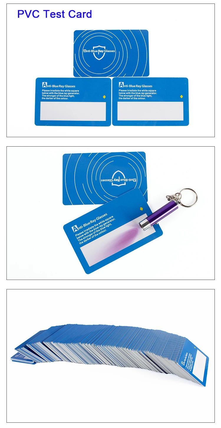 10pcs Anti Blue Ray Glasses Test Card Bluelight Protect Testing Tool Paper Or PVC For Options