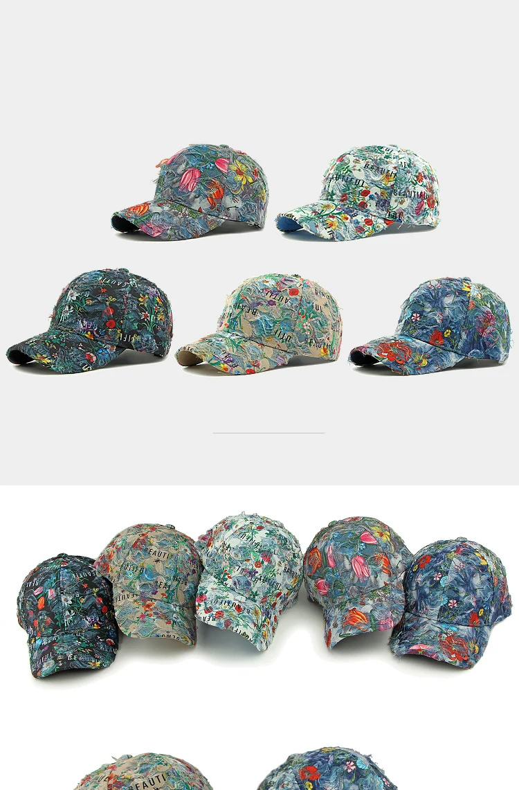 Baseballkappe mit Blumenmuster für Damen, Ethno-Stil, Visier, Sonnenhut, UV-Schutz, Outdoor, lässig, Sport, Stickerei, Snapback-Hut – Detail 1