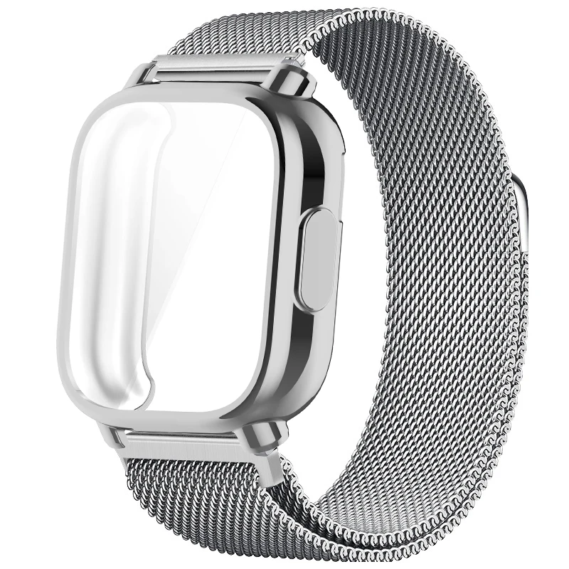 Premium TPU Case with Milanese Magnetic Metal Strap for Smart Watch - Full Screen Protection, Soft Shell Design