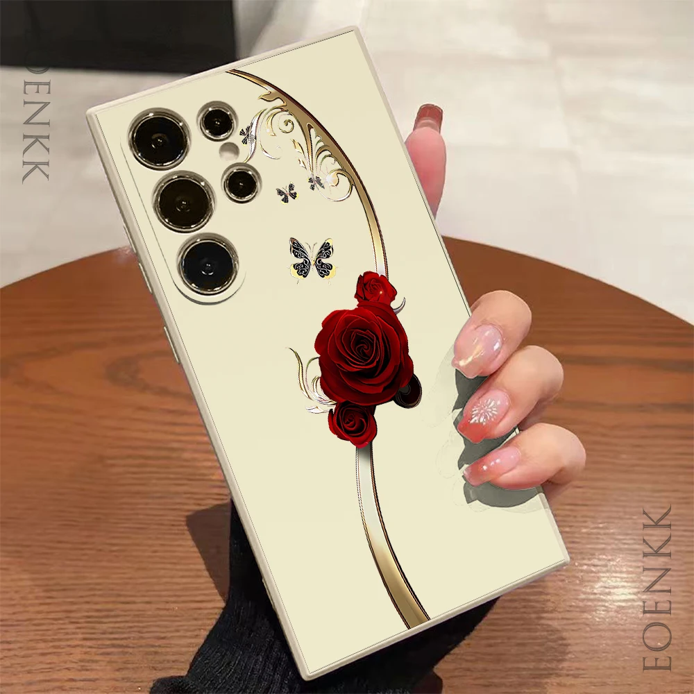 Elegant Rose Silicone Case - Slim Fit Anti-Fall TPU Cover, Stylish Luxury Gift