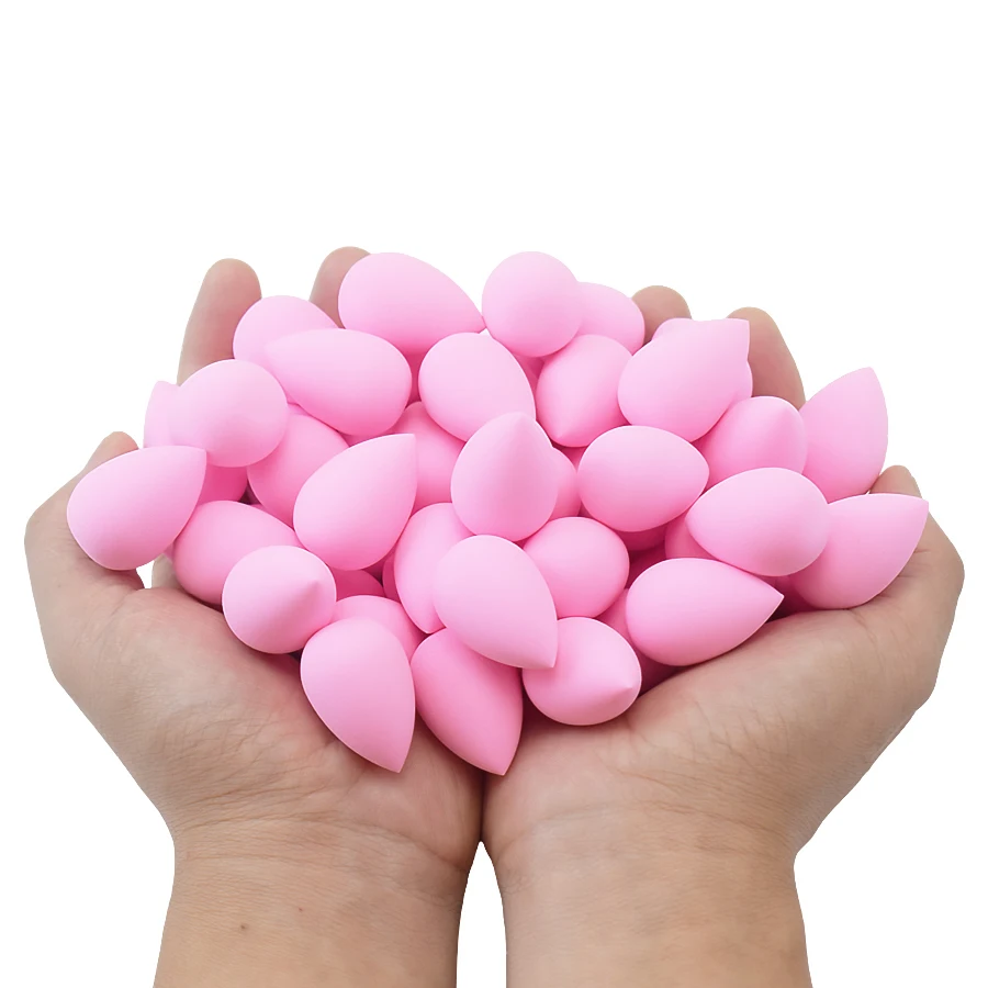 50 Pcs Mini Beauty Sponge Eggs in Water Drop Shape - Dry - Wet Combined Cosmetic Tools with Storage Box
