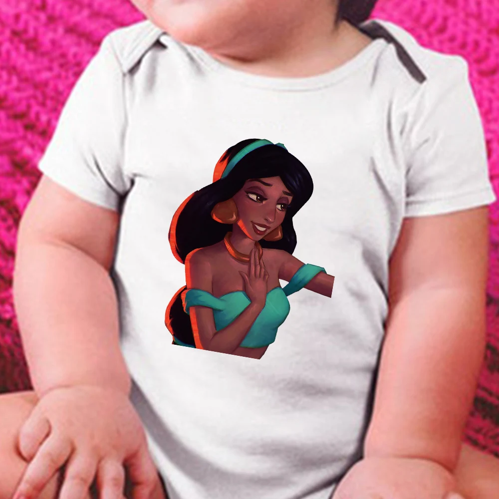 

0-24M Fashion Jasmine Princess Disney Simple Newborn Romper Cute Popular Harajuku Casual O-Neck Comfortable Toddler Jumpsuit