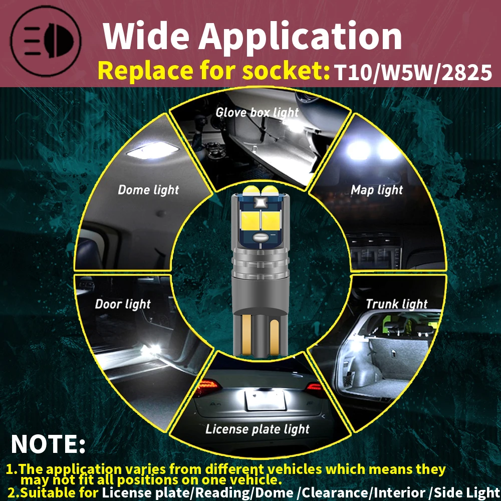 ǰ T10 W5W  Ʈ ڵ ׸   Ʈ Ŀ , 168 194 LED ڵ    , 2 