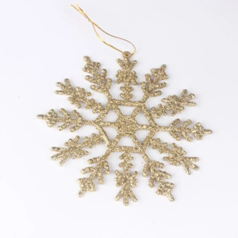 

Christmas Supplies 12cm Plastic Dusting Snow Flakes Christmas Tree Decoration Hanging Hollow Snowflake Pendant