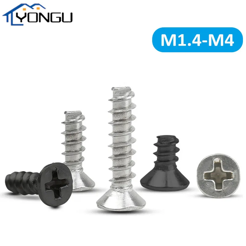 

Mini Flat Phillips Screw Carbon Steel Cross Countersunk Head Flat End Self-tapping Screws M1.4 M1.7 M2 M2.3 M2.6 M3 M3.5 M4