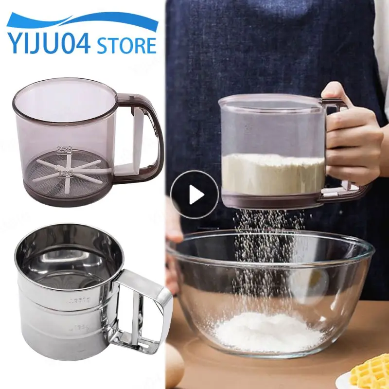 Pastry Baking Tools Powder Flour Mesh Sifter Cup Baking Icing Sugar Shaker Stainless Steel Sieve Cup Bakeware Kitchen Gadgets flour sifter mesh strainer fine mesh strainer powder sieve powder sugar shaker