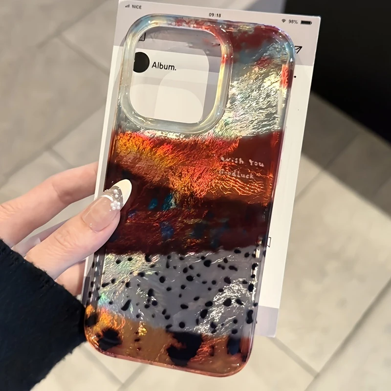Retro Patchwork Color Block Glacier Pattern Silicone Phone Case