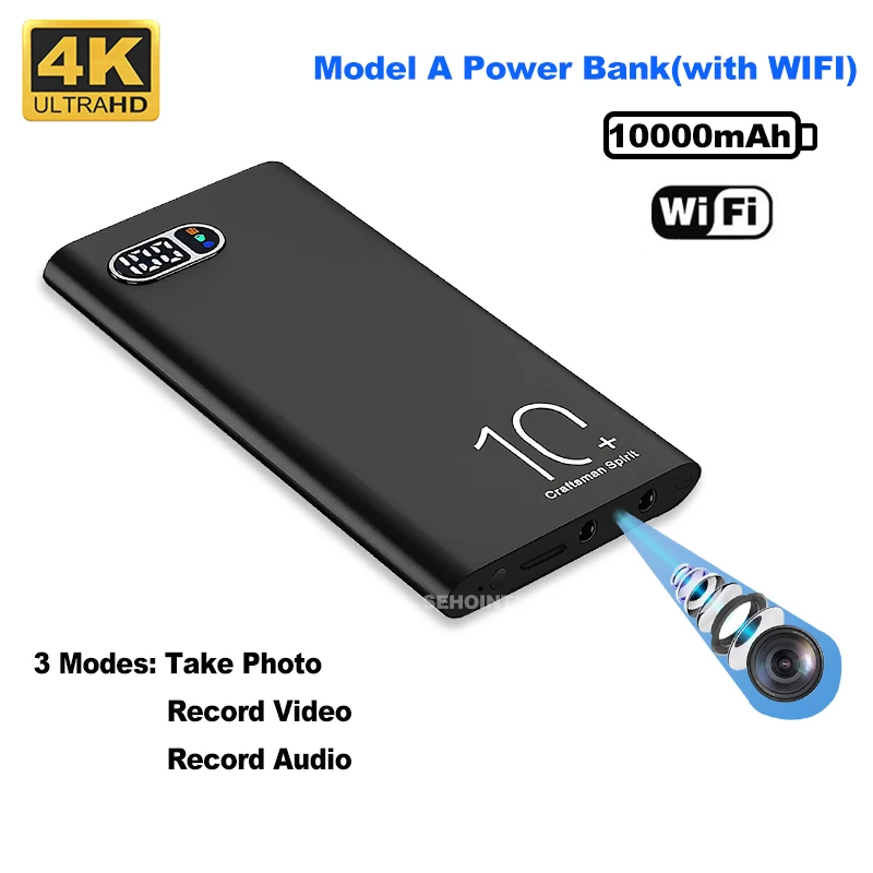 Ultra HD 4K Power Bank Camera Mini Security Wireless Micro Cameras 10000mAh Nanny Cam with Night