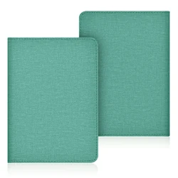 Compact 6 - Inch PU Leather E - Reader Case with Hand Strap, Stand, and Card Slot - Kindle 11th Gen (Green Cloth)
