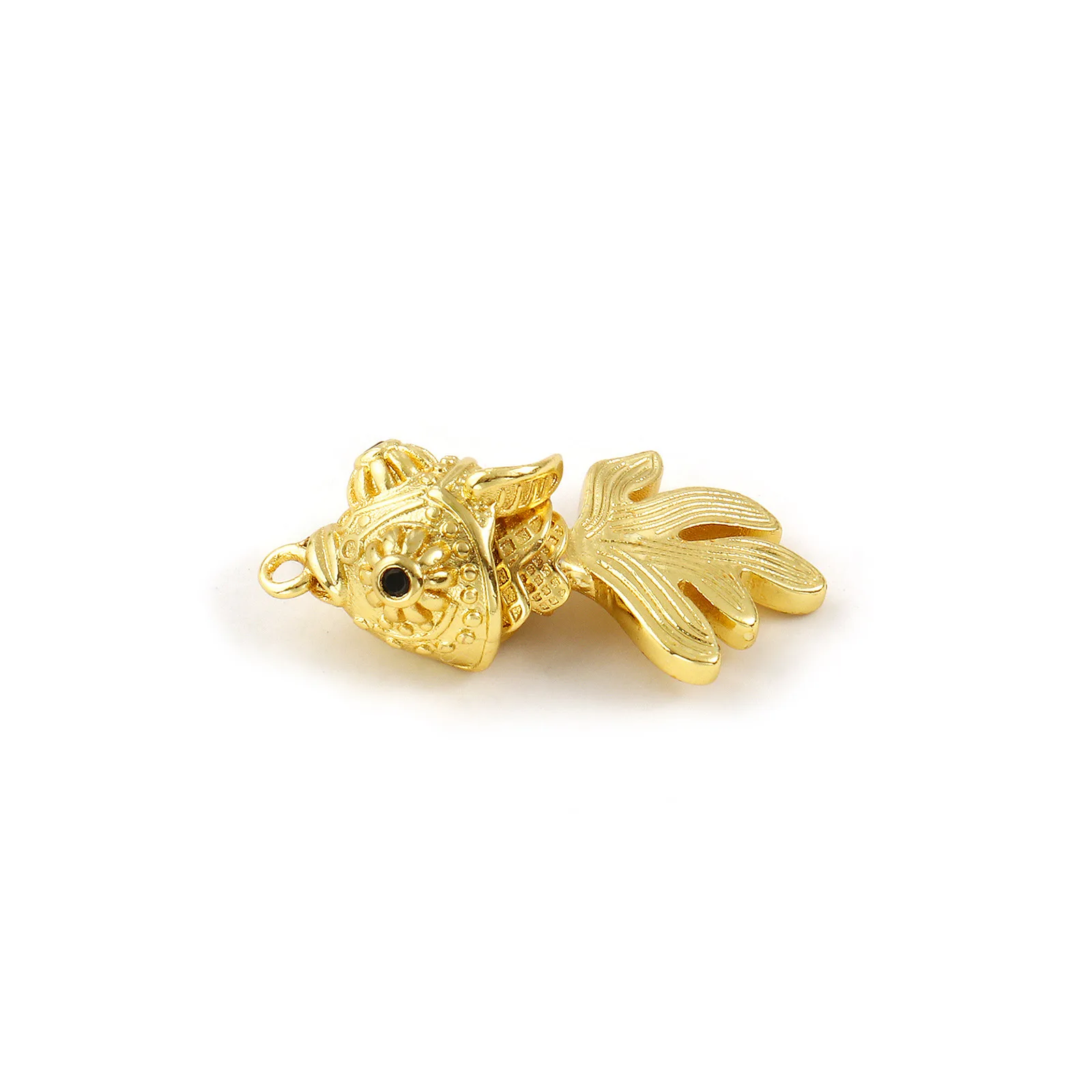 1 Stück Messing Ozean Schmuck Charms 18K vergoldet Fisch Tier schwarz Zirkonia Augen Anhänger für DIY Halskette Schmuckherstellung – Detail 7