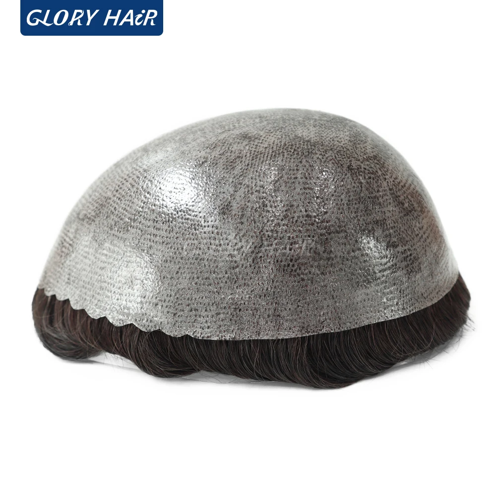 Human Hair Toupee I Skin Hair Prosthesis 0.12-0.14 mm Indian Human Hair Multiple Sizes for Men