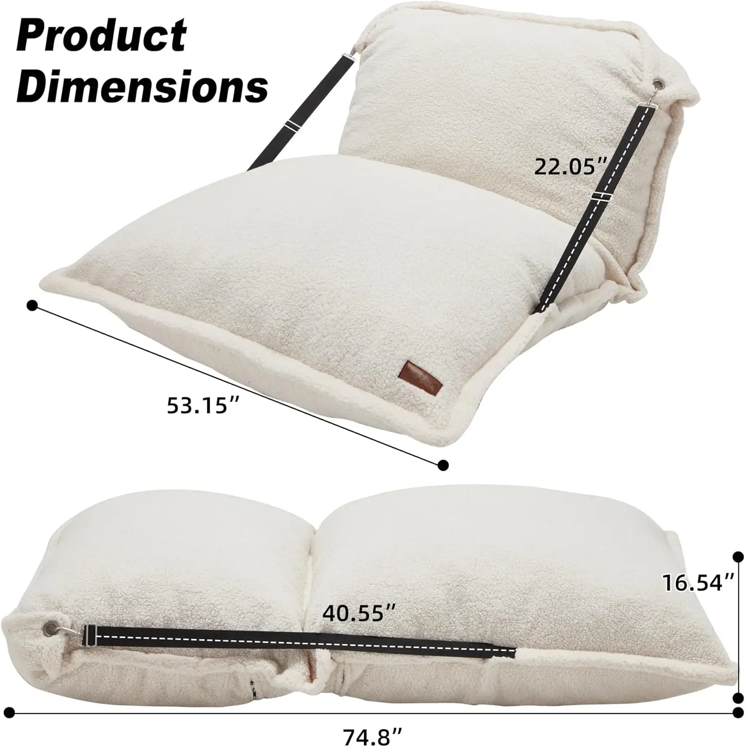 Giant Bean Bag Chair, Bean Bag Sofa with Adjustable Backrest, Bed with Filling and Detachable Sherpa Cover, La
