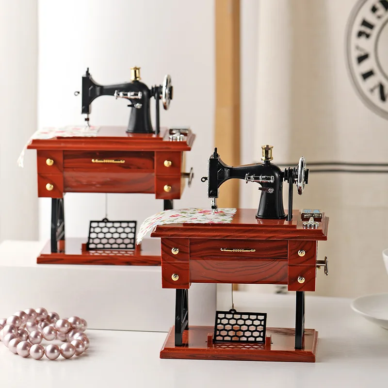 1pcs Mini Sewing Machine Music Box, Music Model Box, Plastic Decorat , Small Gifts for Couple and Friend for Kids Decoration 2
