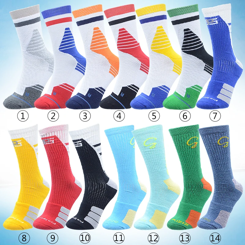 Professional basketball sports socks pure cotton sweat-absorbing men's mid-tube non-slip thickened towel bottom elite style
