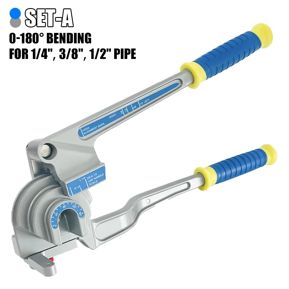 3-In-1 Manual Pipe Bender For 1/4'', 3/8'', 1/2'' Pipes, 180° Bending Angle, Is Compatible With Copper, Aluminum, Iron Pipes.