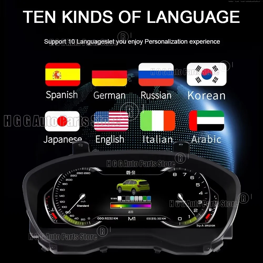 Pantalla LCD para Subaru Forester 2019 2020-2024, Velocímetro Digital, Panel de Instrumentos Virtual, Carplay 3