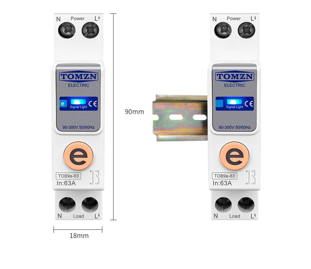 Remoto por Ewelink, Casa, 18mm, 63A, Sem Função de Medição
