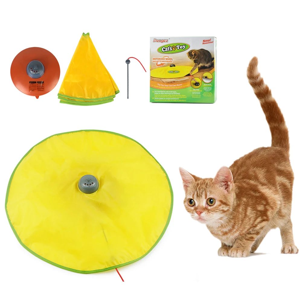 

Interactive Cat Toys Fabric Creative Speeds Automatic Electric Turntable Moving Feather Pet Puppy Kitten Toy