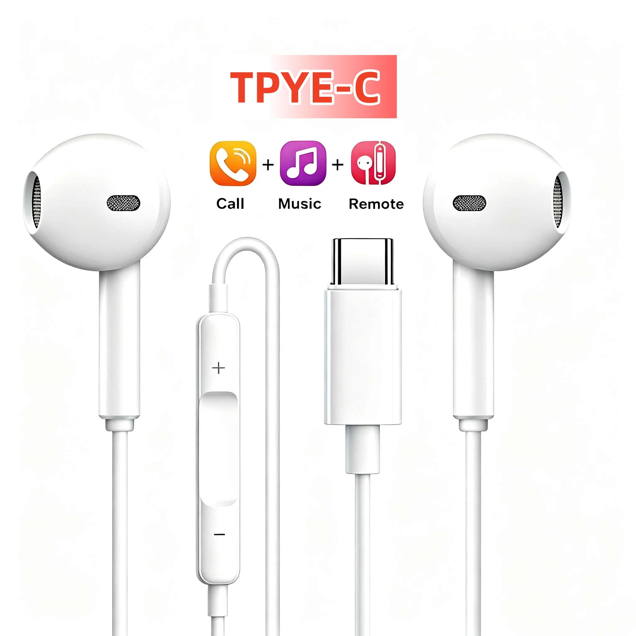 Premium Type C Wired In-Ear Earphones - High-Quality Sound & Comfort
