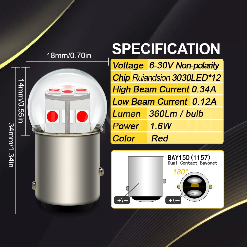 1157 LED Bulb Car LED canbus error free Headlight Bulb 6V 12V 14V 30V Car White Warm White Yellow Red