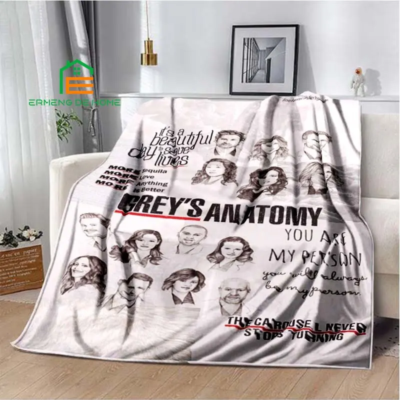 Greys Anatomy Pattern Throw Blanket Warm Blanket for Home, Picnic, Travel, Office,Plane for Adults, Kids, Elderly 5 Sizes 2