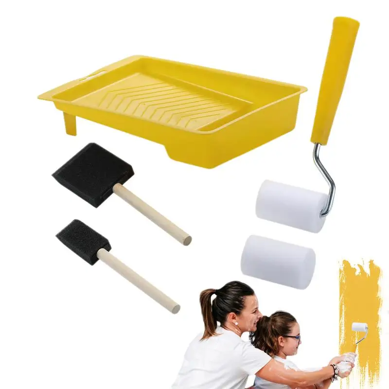 

Набор инструментов для рисования, мини-набор инструментов с лотком для краски, ручной инструмент для резки краски с ручкой, кисти для интерьера