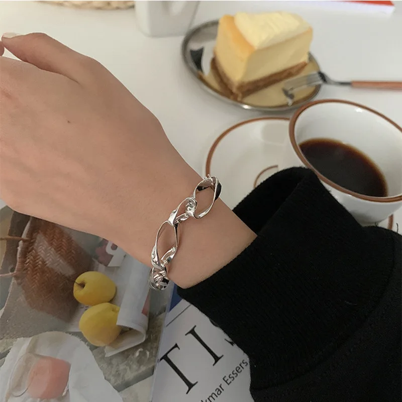 VENTFILLE 925 スターリングシルバー太いチェーンブレスレット
