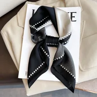 New Luxury Horse Pattern Silk Square Scarf Womens Soft Satin Hairband Neckerchief Office Hijab Headband Foulard Bag Ribbons Gift 1