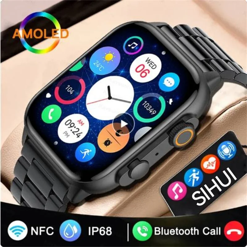 

2023 New NFC Smartwatch Men AMOLED HD Screen Always Display The Time Bluetooth Call IP68 Waterproof Smart Watch Women For Xiaomi