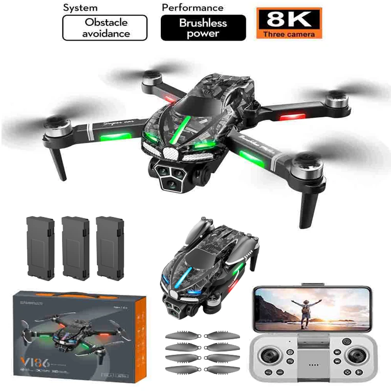 

V186 Pro Mini Drone 8K Professional FPV Dron with 4K Camera RC Quadcopter Obstacle Avoidance Helicopter Remote Control Toys UAV