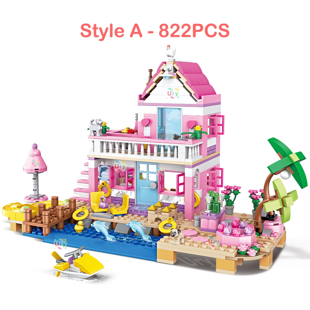 Friends City House Summer Holiday Seaside Villa Apartment MOC Building Blocks Sets Figures DIY Toys for Kid Girls Christmas Gift 3