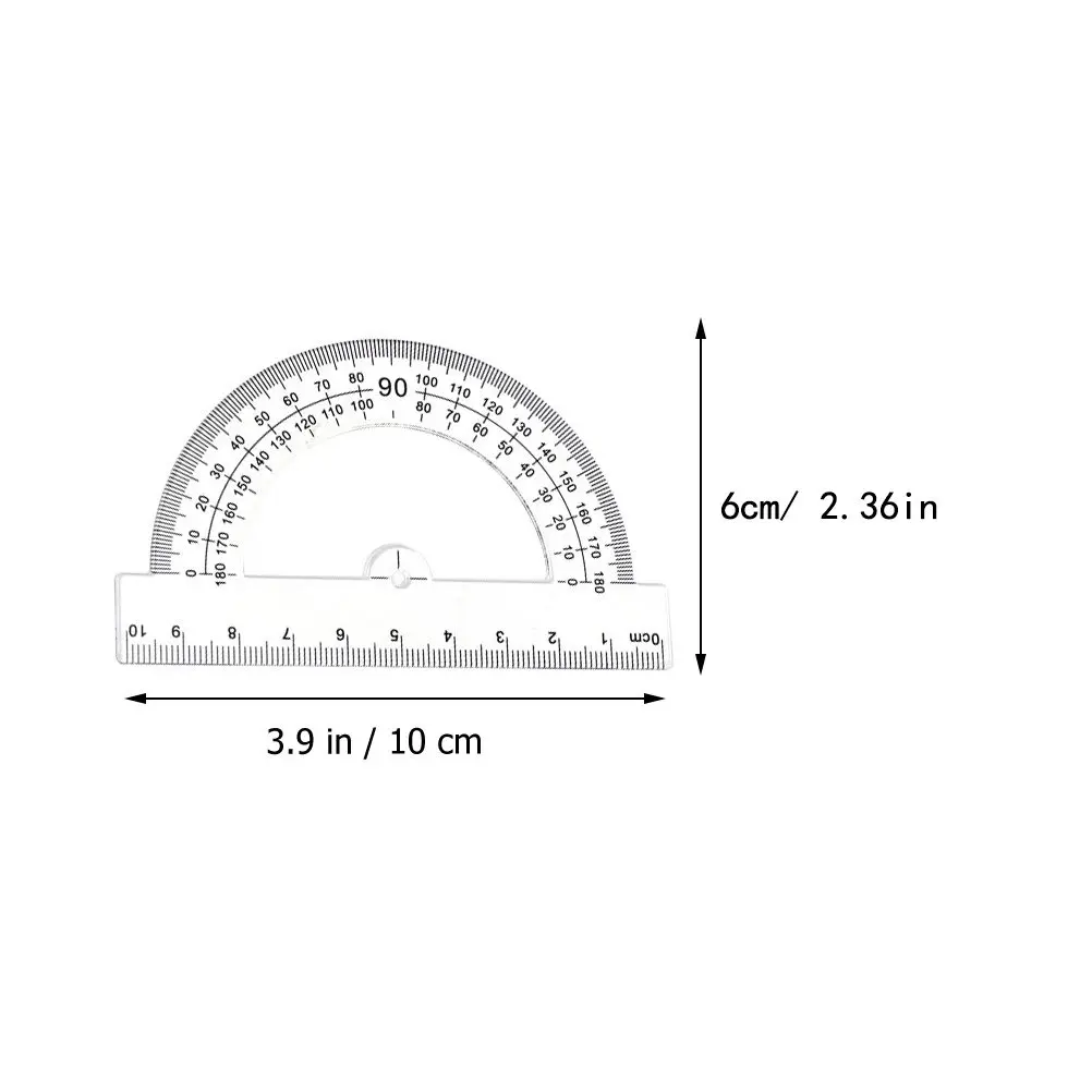 30Pcs 프리미엄 플라스틱 각도기 0-180도 듀얼 스케일 인치 Cm 눈금자 학생용 문구 제도 수학 수업 학교용
