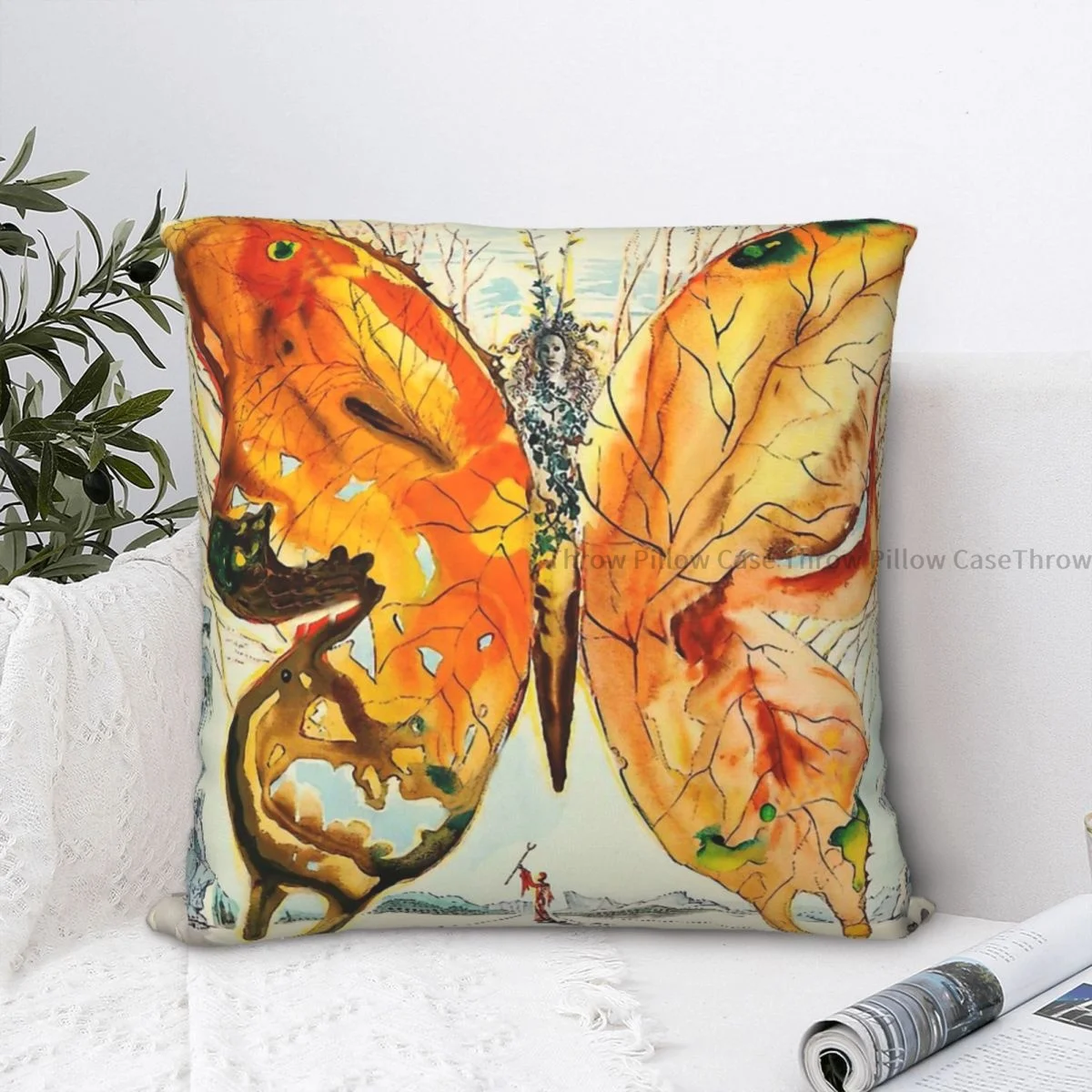 Venus Butterfly Throw Pillow Case Salvador Dali Painting Backpack Cojines Cover Fai Da Te Stampato Soft Chair Decor