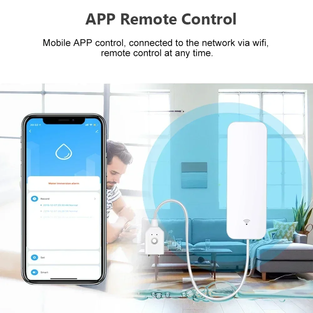 Tuya WiFi Zigbee Water Leak Sensor Smartlife APP Notification Alerts Water Flood Alarm Home Security water leak sensor