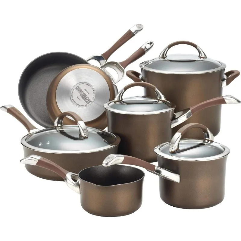 

Symmetry Hard Anodized Nonstick Cookware Pots and Pans Set, 11-Piece, Black