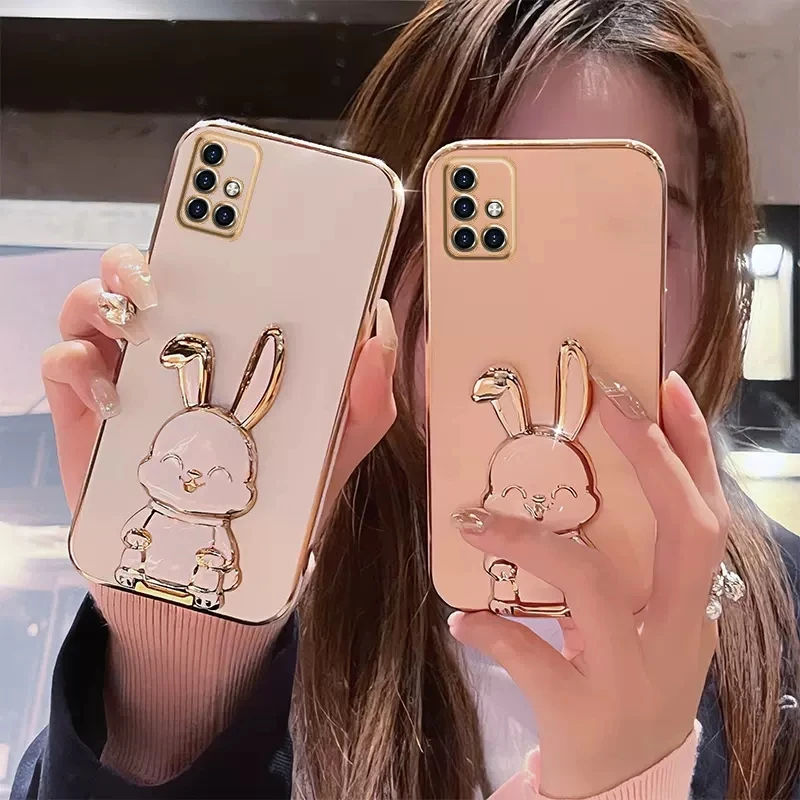 3D Cute Rabbit Trunk Phone Holder Case for Samsung Galaxy A51 A71 A11 A21S A31 A81 A91 A02S A03S A10S A20S A7 2018 Cover_voghion.com
