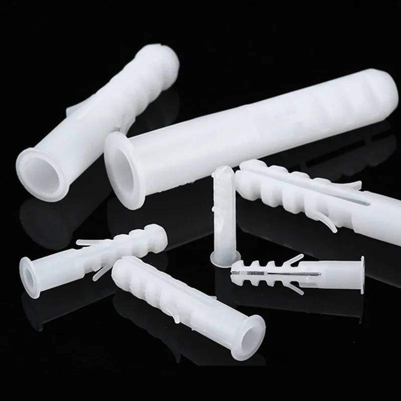 

6mm 500pcs Nylon expand nail wall plug plastic anchor PE Material Wall Ribbed Plastic Anchor Plug without Screws