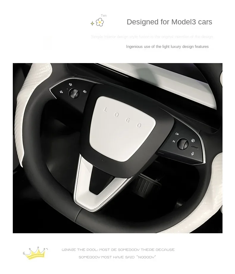 Steering Wheel Cover for Tesla Model 3 Highland White Interior Stickers Car Decoration Modification Accessories for New Model3 steering wheel cover
