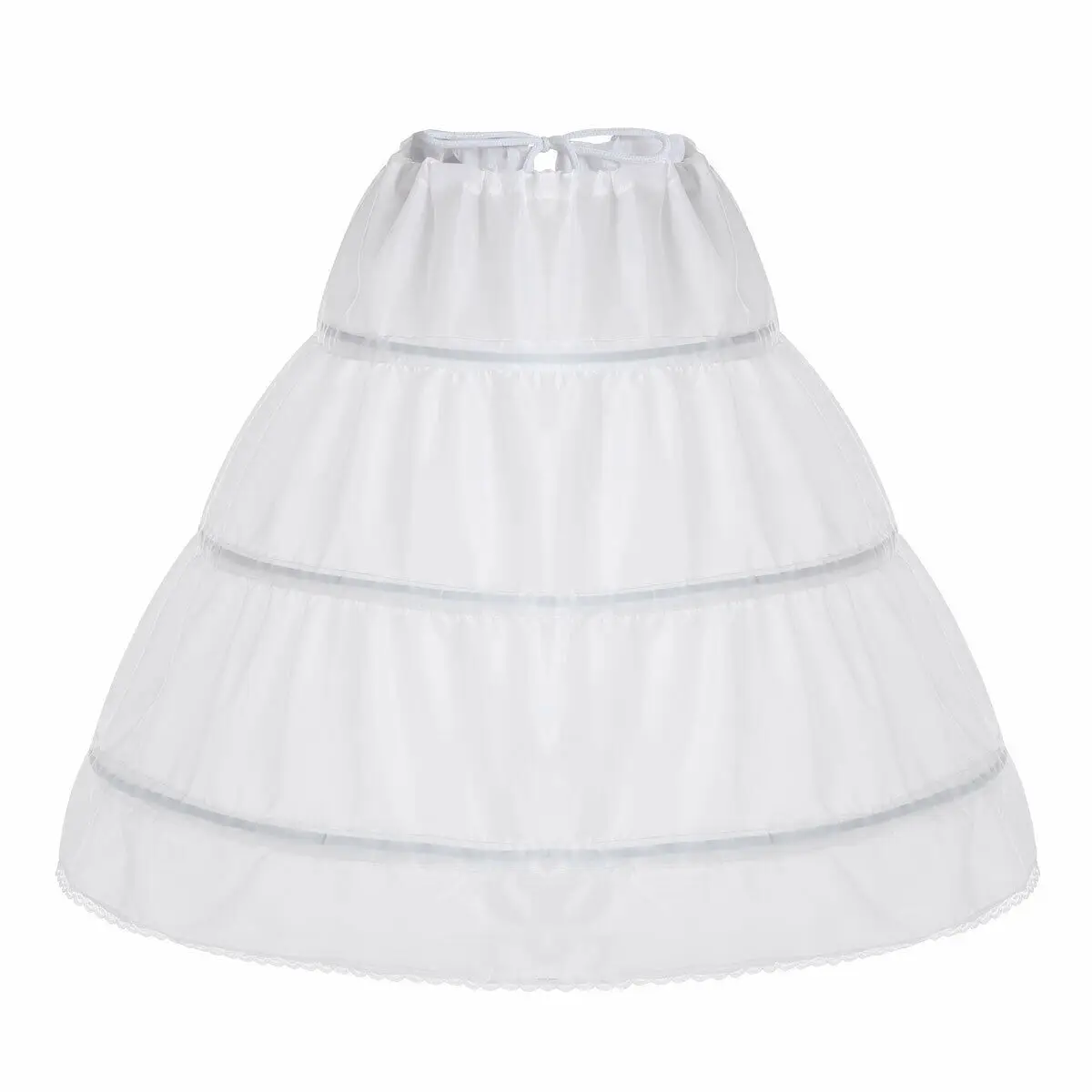 

Flower Girls' Crinoline Petticoat 3 Hoops Wedding Drawstring Underskirt Slip
