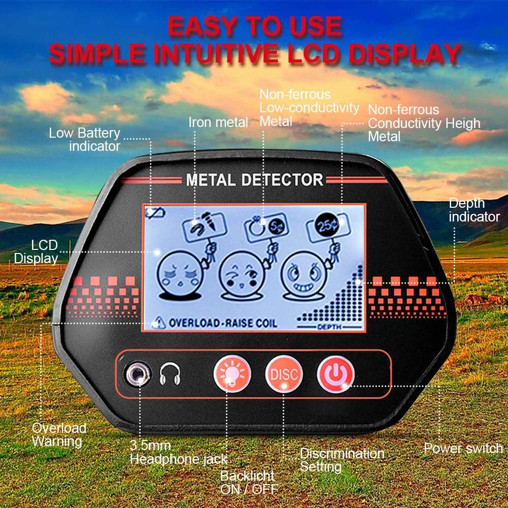 Kids Metal Detector MD-4070 with LCD  Gold Digger Treasure Hunter Adjustable Sensitivity Waterproof Search Coil Detect All Metal 2