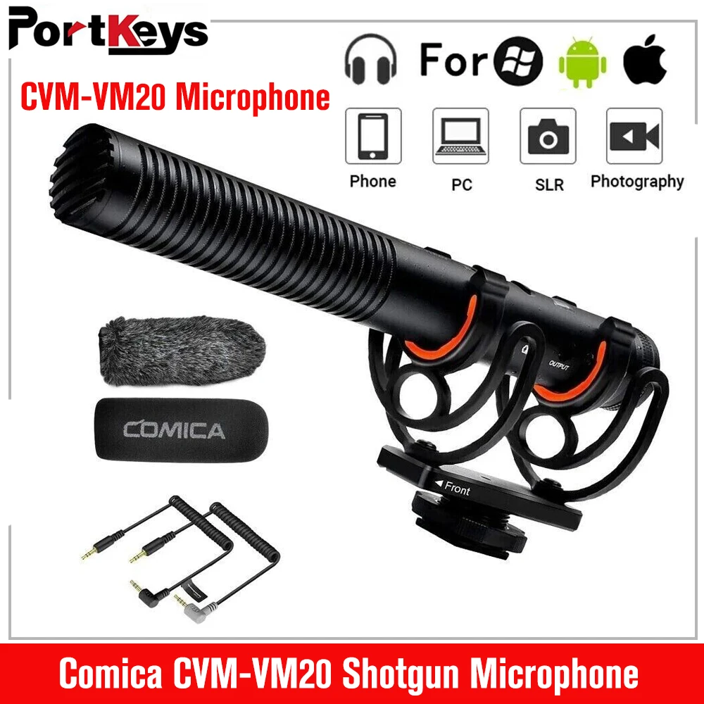 

Shotgun Microphone, Comica CVM-VM20 Cardioid Mic for Smartphone DSLR Camera Camcorder Tablets Laptops Interview Video Recording