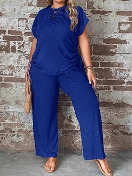 بلوزة صيفية فضفاضة بأكمام قصيرة وبنطلون مطاطي 3