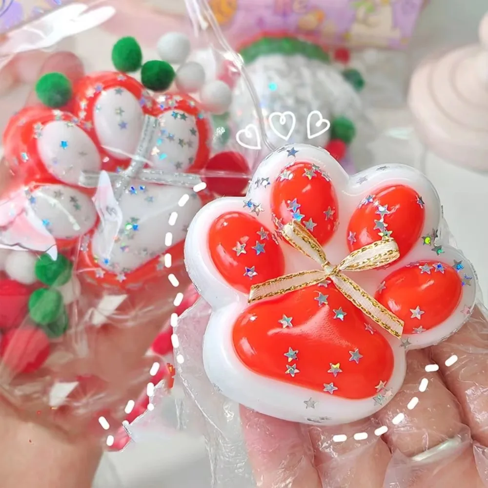 1PC Big Oreo Christmas Cat Paw Squeeze Toys Food Play Mochi Taba Biscuit Pinching Toy 3D Handmade Cat Paw Pinch Toy 2