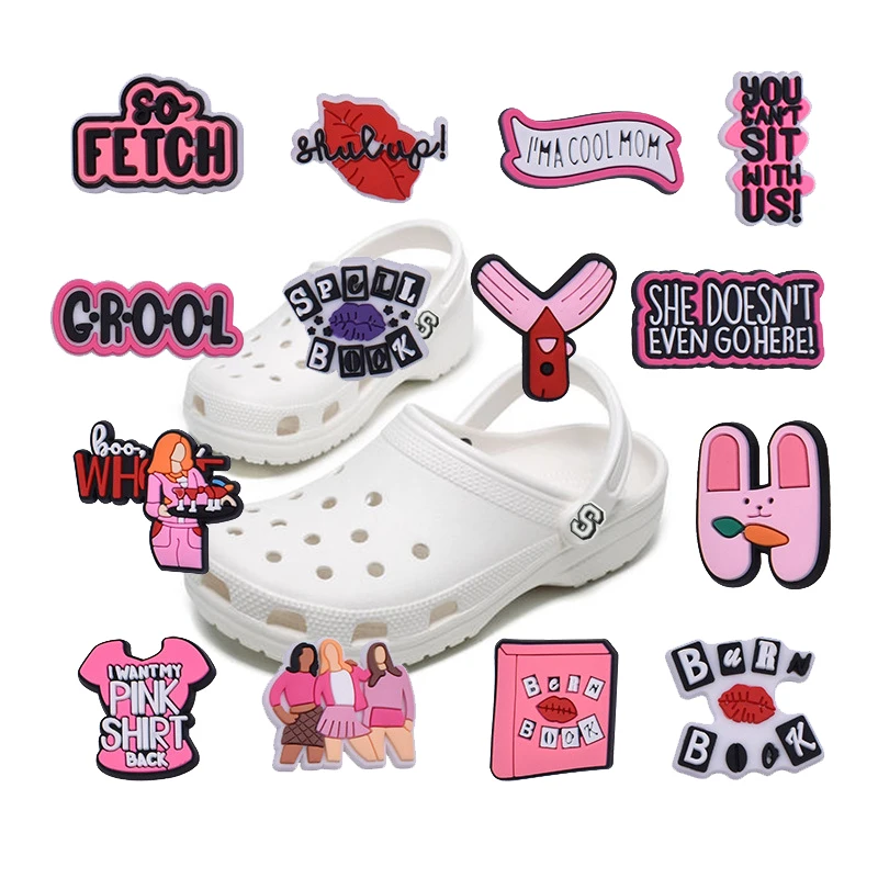 1p Cute Girls Pink Pins Croc Charms For Shoe Womens Croc Pin Accessories Single Sale Garden Slipper Decoration Wholesale Bulk