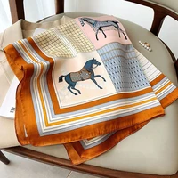 70*70cm Silk Square Scarf Women Handkerchief Printed Female Shawl Head Bandana Small Neck Muffler Silk Satin Hair Hijab Scarf - Image 2