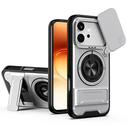 Armour Shockproof Magnetic Protection Phone Case with Camera Window and Foldable Stand - Honor 600 Lite (White)