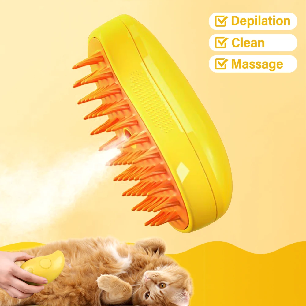 3in1CatSteamBrushSteamyDogBrushElectricSprayCatHairBrushes