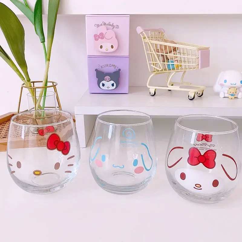 Kawaii Sanrio Water Cup Accessori Hello Kittys Kuromi My Melody Cinnamoroll Water Cup Cute Beauty Glass Milk Cup Girls Gift